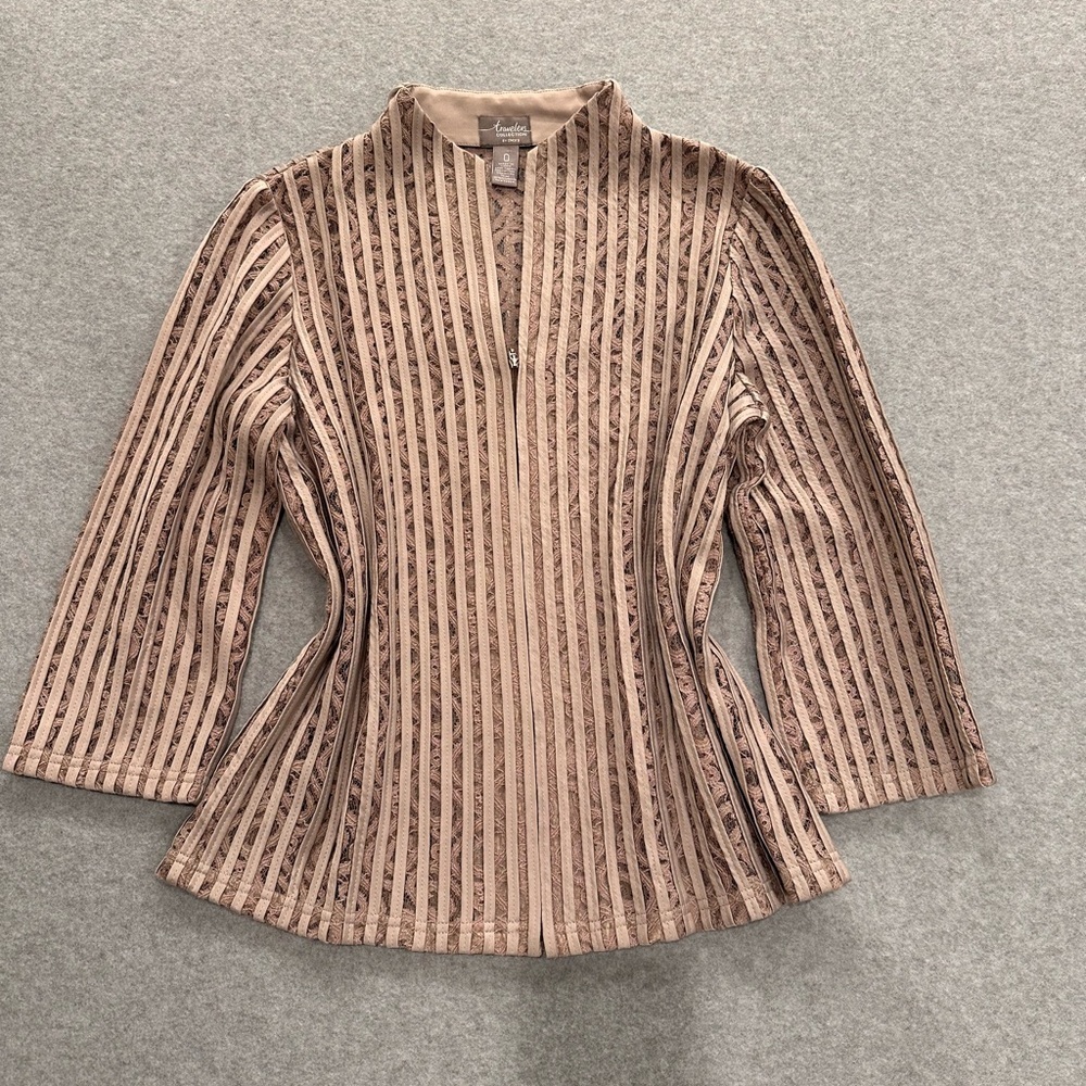 Chico's Tan Striped Jacket